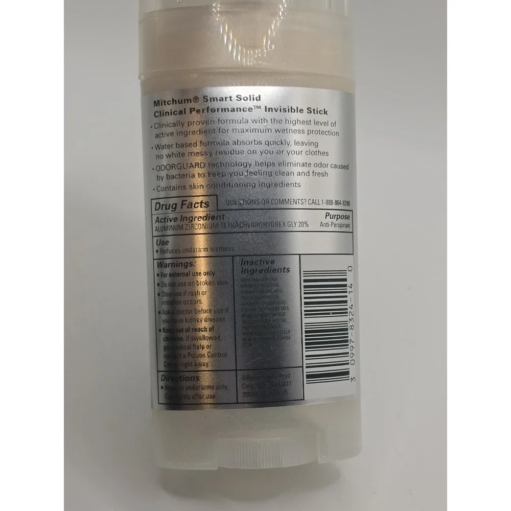 Lot X 3 Mitchum Smart Solid Clinical Performance Unscented Deo 2.5 Oz Cracked